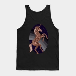 Zombie Unicorn with Black and Grey Rainbow at Night Tank Top